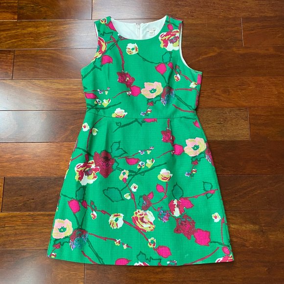 J. Crew Dresses J Crew Womens Shift Dress Green Pink Floral Size 2